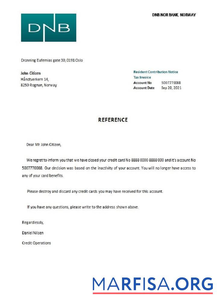 Realistic Norway DNB closure reference example